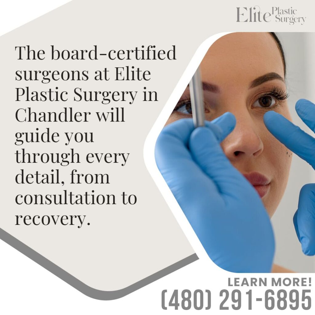 A board-certified surgeon from Elite Plastic Surgery in Chandler guides a patient through the consultation and recovery process.